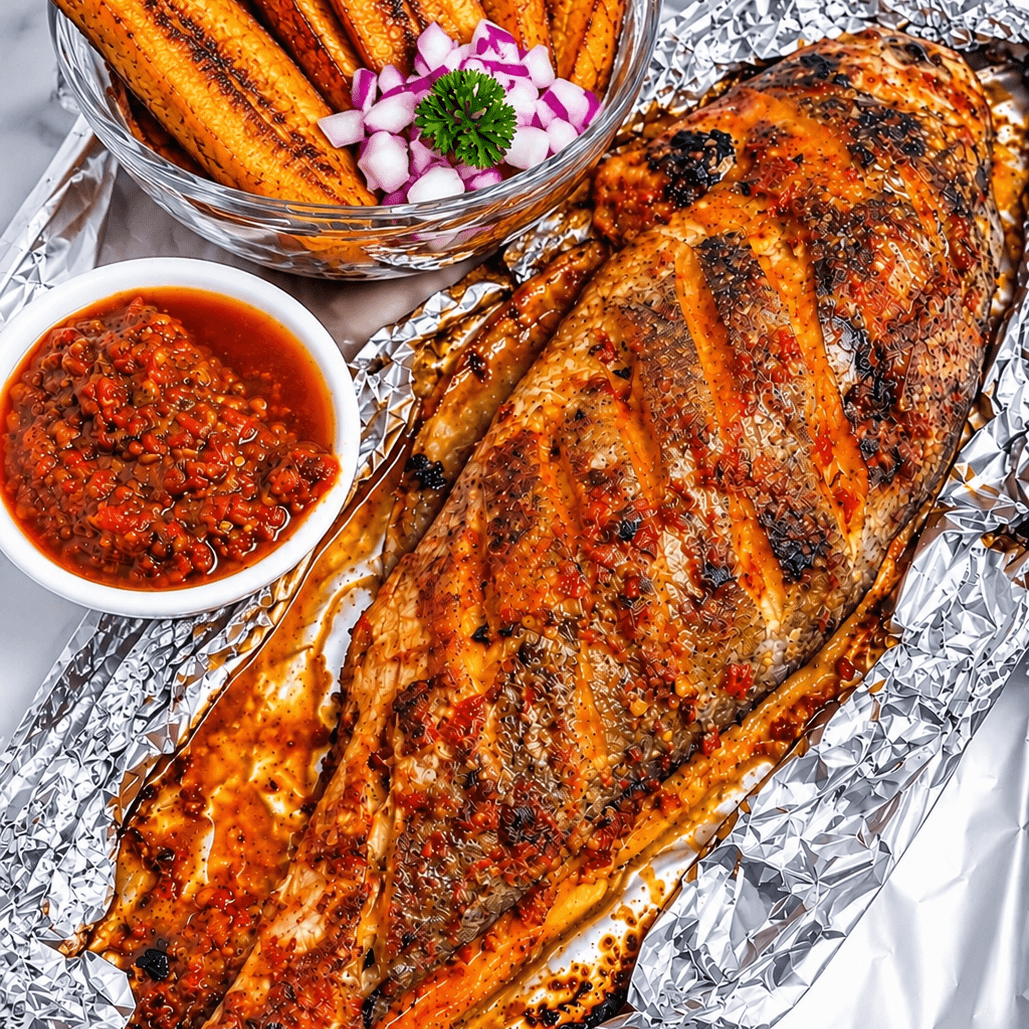 Grilled Croaker Fish with Plantain/Potatoes
